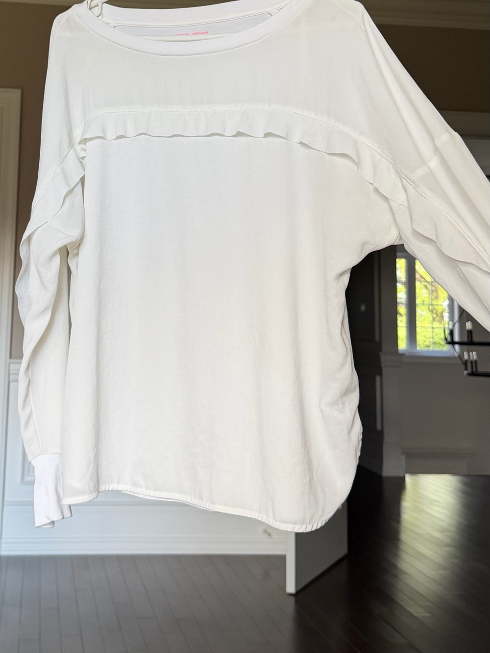 Marc Cain Women's White Ruffle-Trim Long Sleeve Top